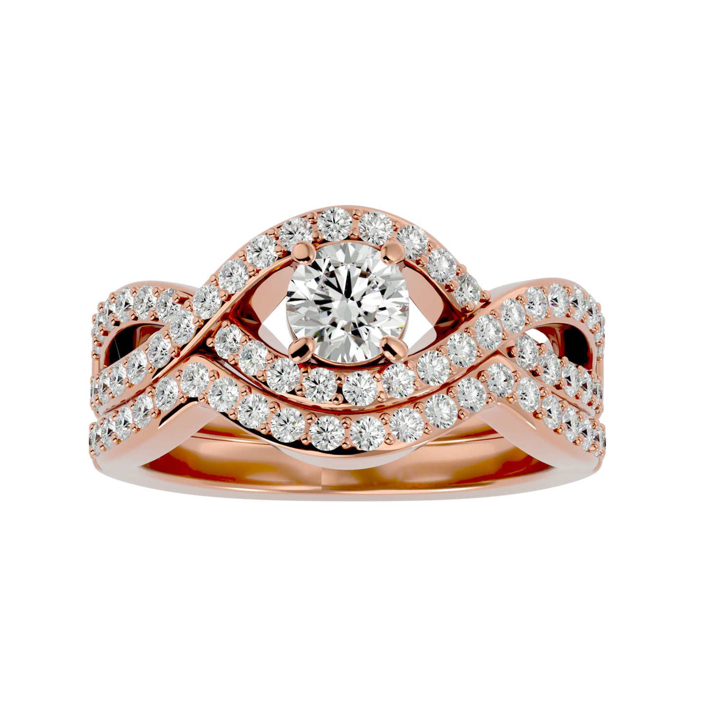 Iconique Lustrous Solitaire Band-1.36 Ct Round Diamond Gold Ring