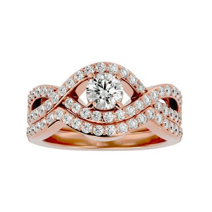 Iconique Lustrous Solitaire Band-1.36 Ct Round Diamond Gold Ring