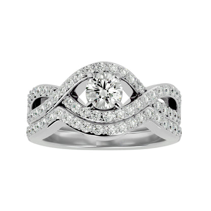 Iconique Lustrous Solitaire Band-1.36 Ct Round Diamond Gold Ring