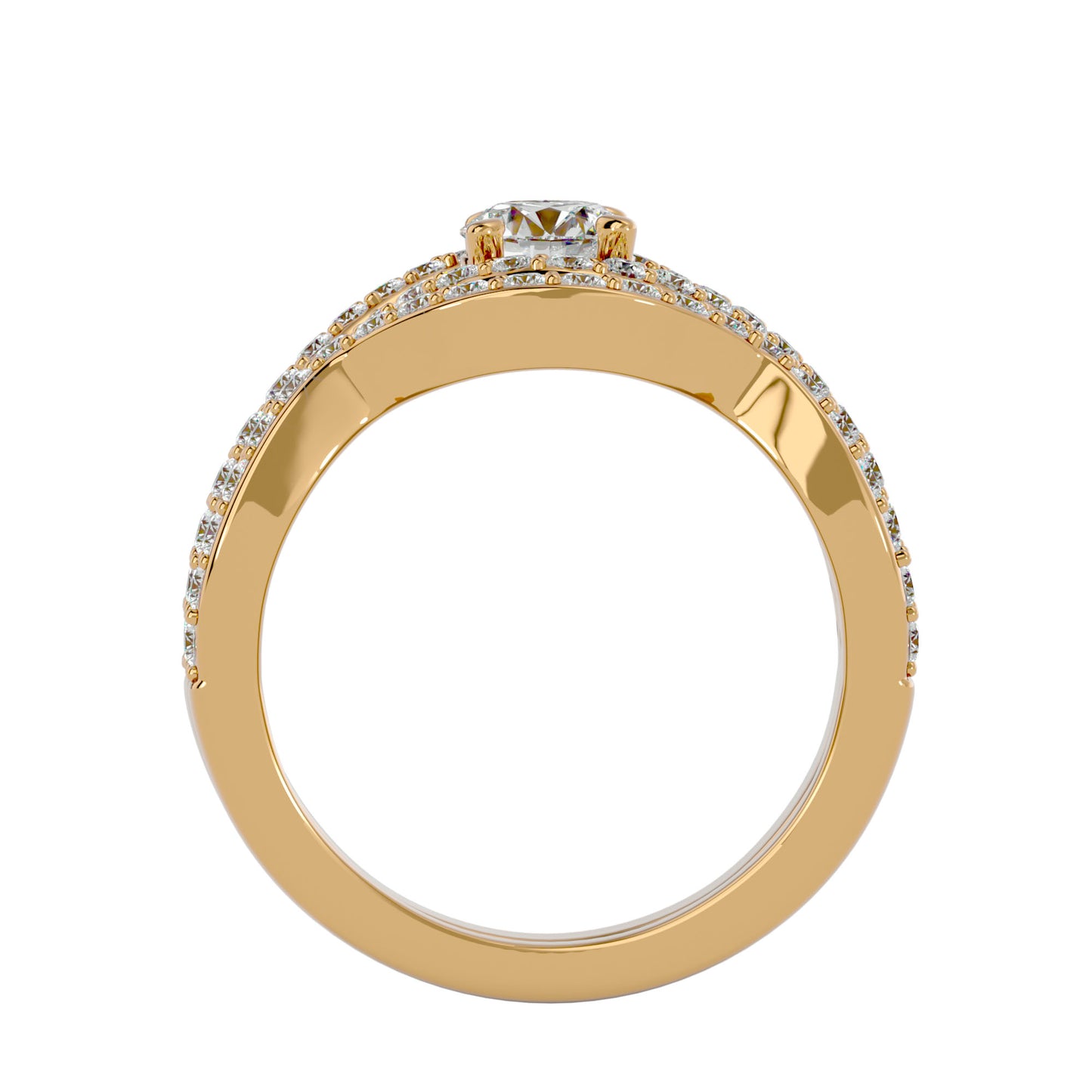 Iconique Lustrous Solitaire Band-1.36 Ct Round Diamond Gold Ring