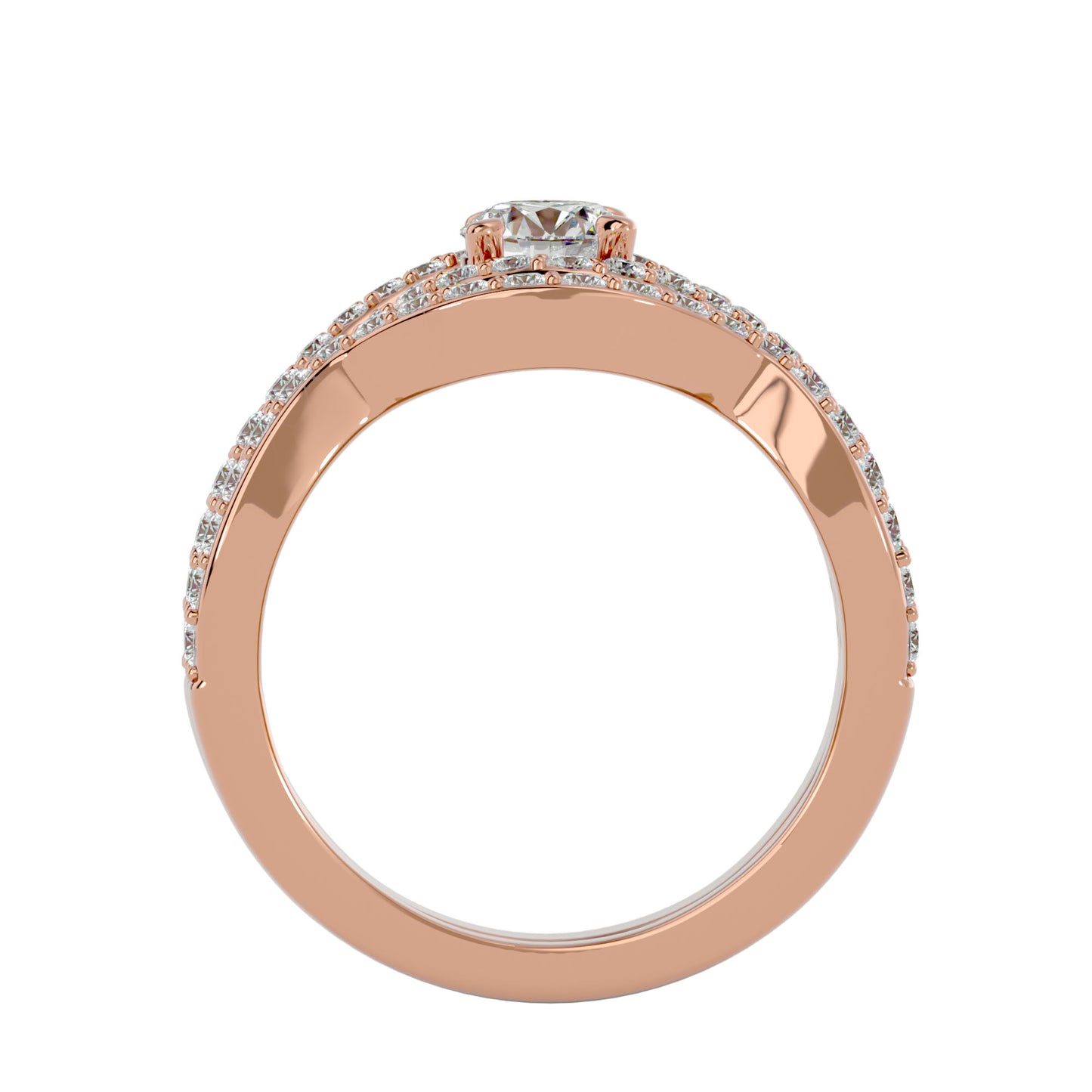 Iconique Lustrous Solitaire Band-1.36 Ct Round Diamond Gold Ring