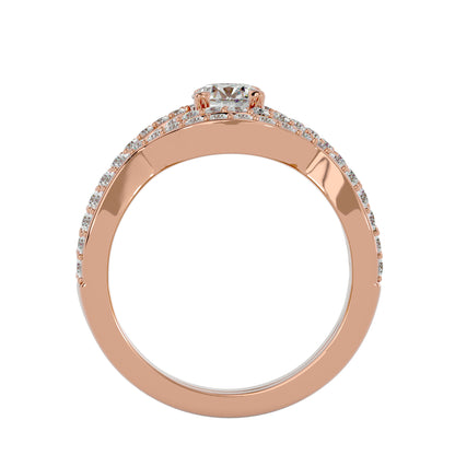 Iconique Lustrous Solitaire Band-1.36 Ct Round Diamond Gold Ring