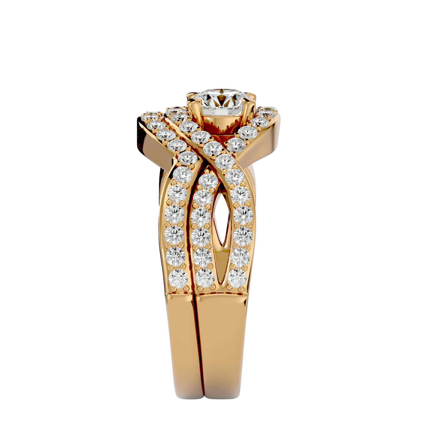 Iconique Lustrous Solitaire Band-1.36 Ct Round Diamond Gold Ring