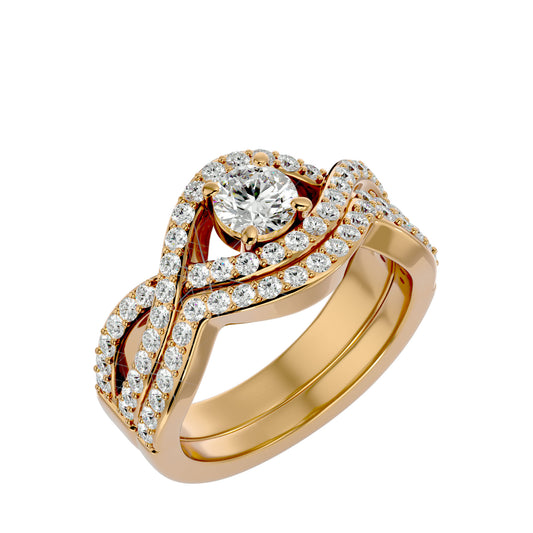 Iconique Lustrous Solitaire Band-1.36 Ct Round Diamond Gold Ring