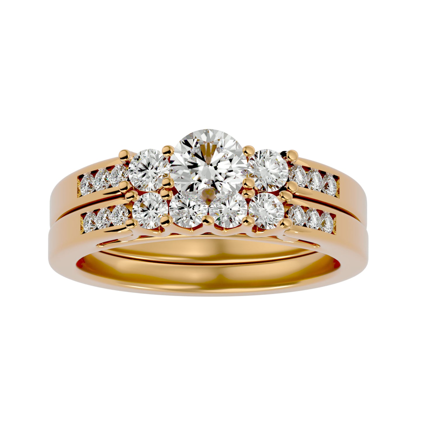 Iconique Beautiful Solitaire Band-1.13 Ct Round Diamond Gold Ring