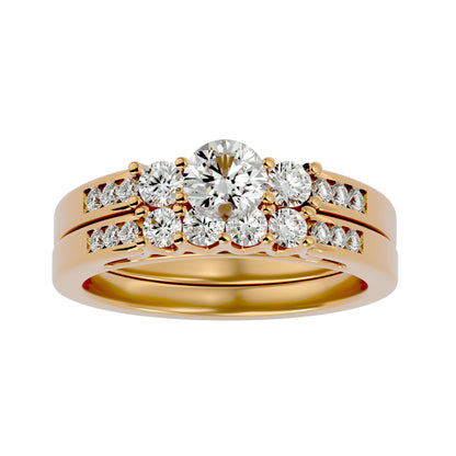 Iconique Beautiful Solitaire Band-1.13 Ct Round Diamond Gold Ring
