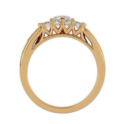 Iconique Beautiful Solitaire Band-1.13 Ct Round Diamond Gold Ring