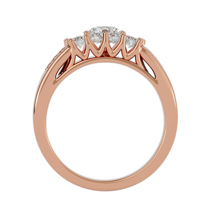 Iconique Beautiful Solitaire Band-1.13 Ct Round Diamond Gold Ring