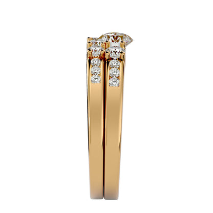 Iconique Beautiful Solitaire Band-1.13 Ct Round Diamond Gold Ring