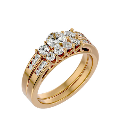 Iconique Beautiful Solitaire Band-1.13 Ct Round Diamond Gold Ring