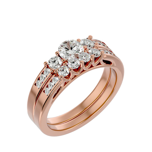 Iconique Beautiful Solitaire Band-1.13 Ct Round Diamond Gold Ring