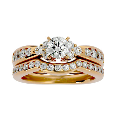 Iconique Beautiful Solitaire Band-1.53 Ct Round Diamond Gold Ring