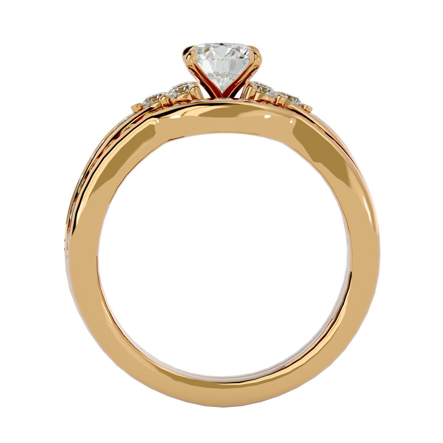 Iconique Beautiful Solitaire Band-1.53 Ct Round Diamond Gold Ring