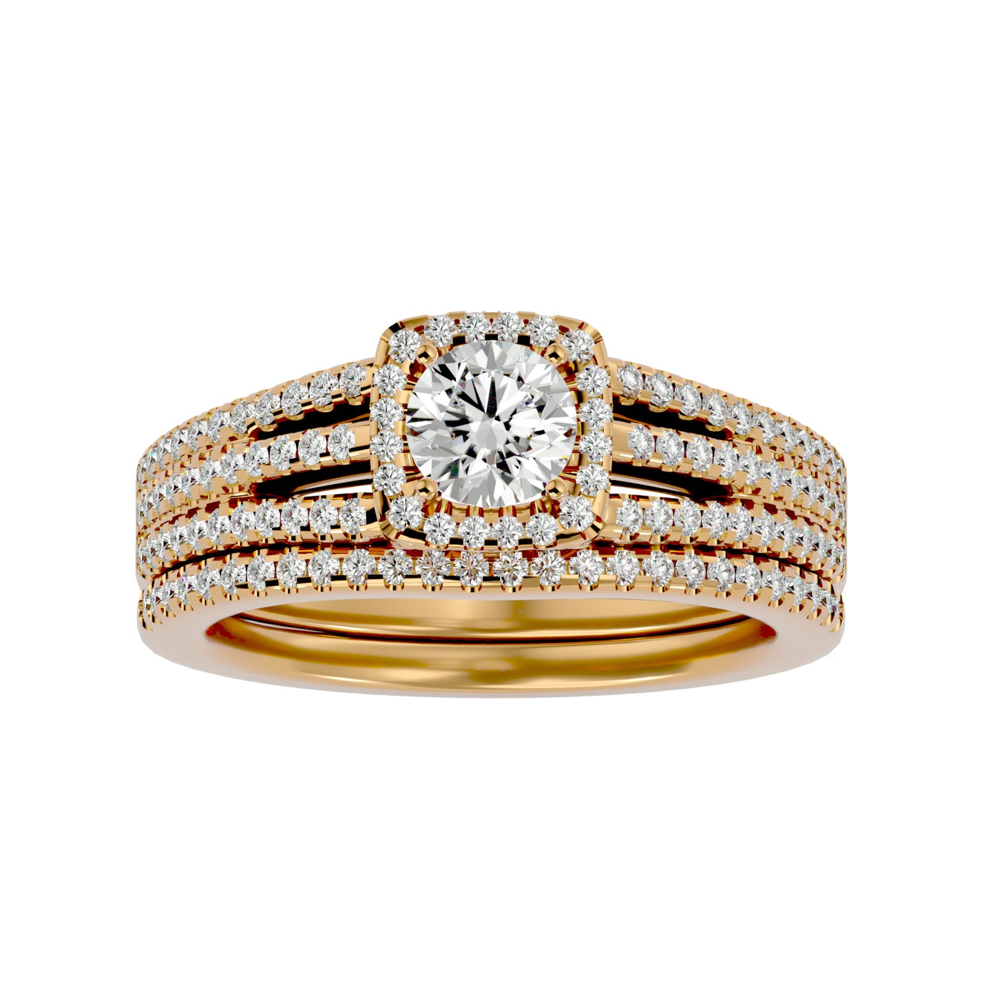 Iconique Beautiful Solitaire Band-1.13 Ct Round Diamond Gold Ring