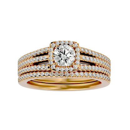 Iconique Beautiful Solitaire Band-1.13 Ct Round Diamond Gold Ring