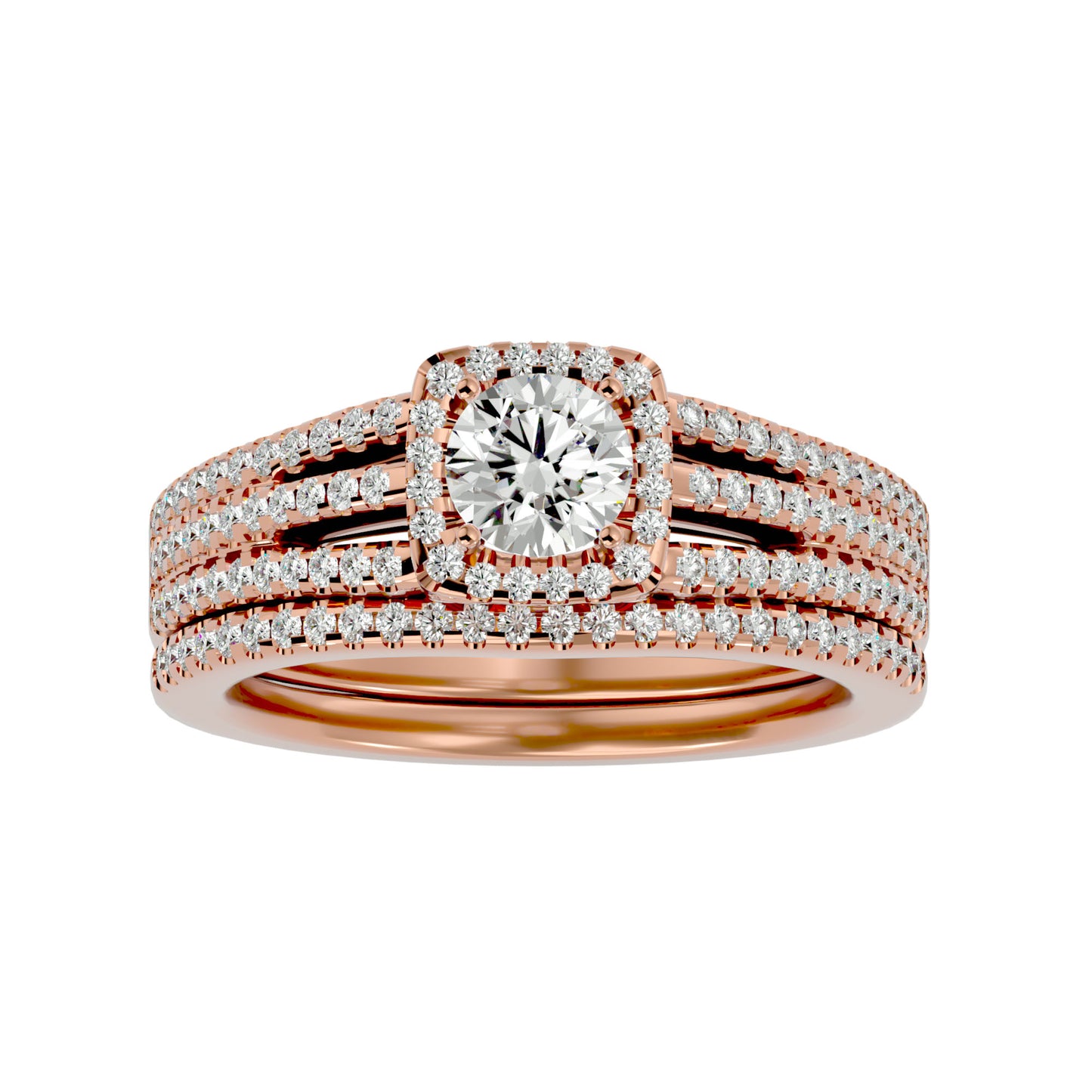 Iconique Beautiful Solitaire Band-1.13 Ct Round Diamond Gold Ring
