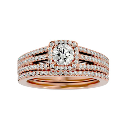 Iconique Beautiful Solitaire Band-1.13 Ct Round Diamond Gold Ring