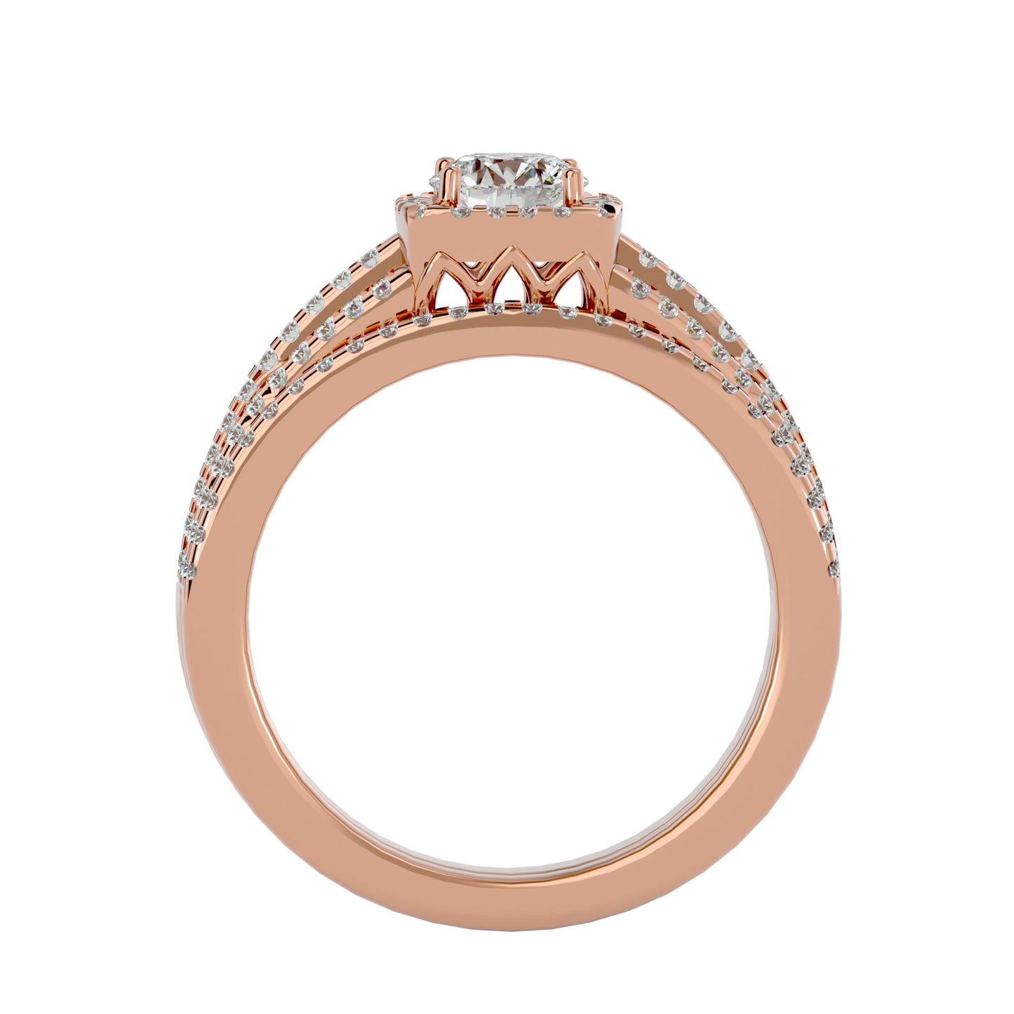 Iconique Beautiful Solitaire Band-1.13 Ct Round Diamond Gold Ring