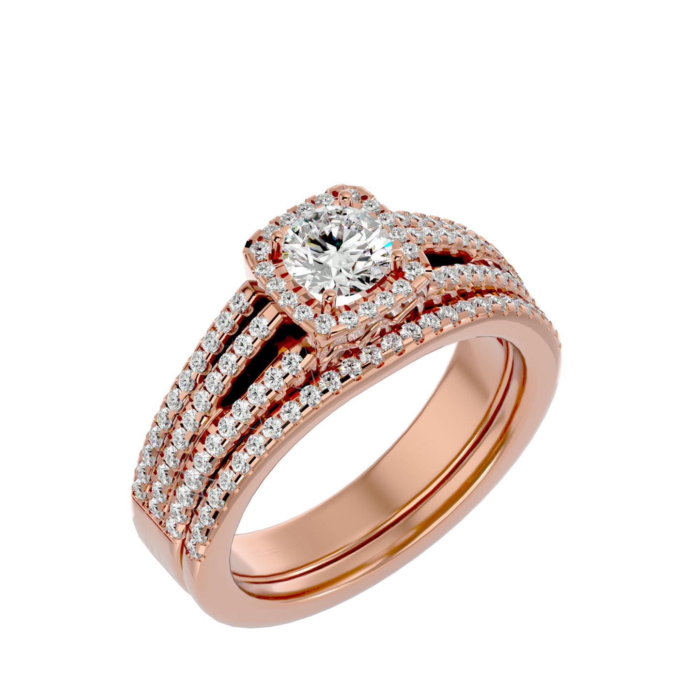 Iconique Beautiful Solitaire Band-1.13 Ct Round Diamond Gold Ring