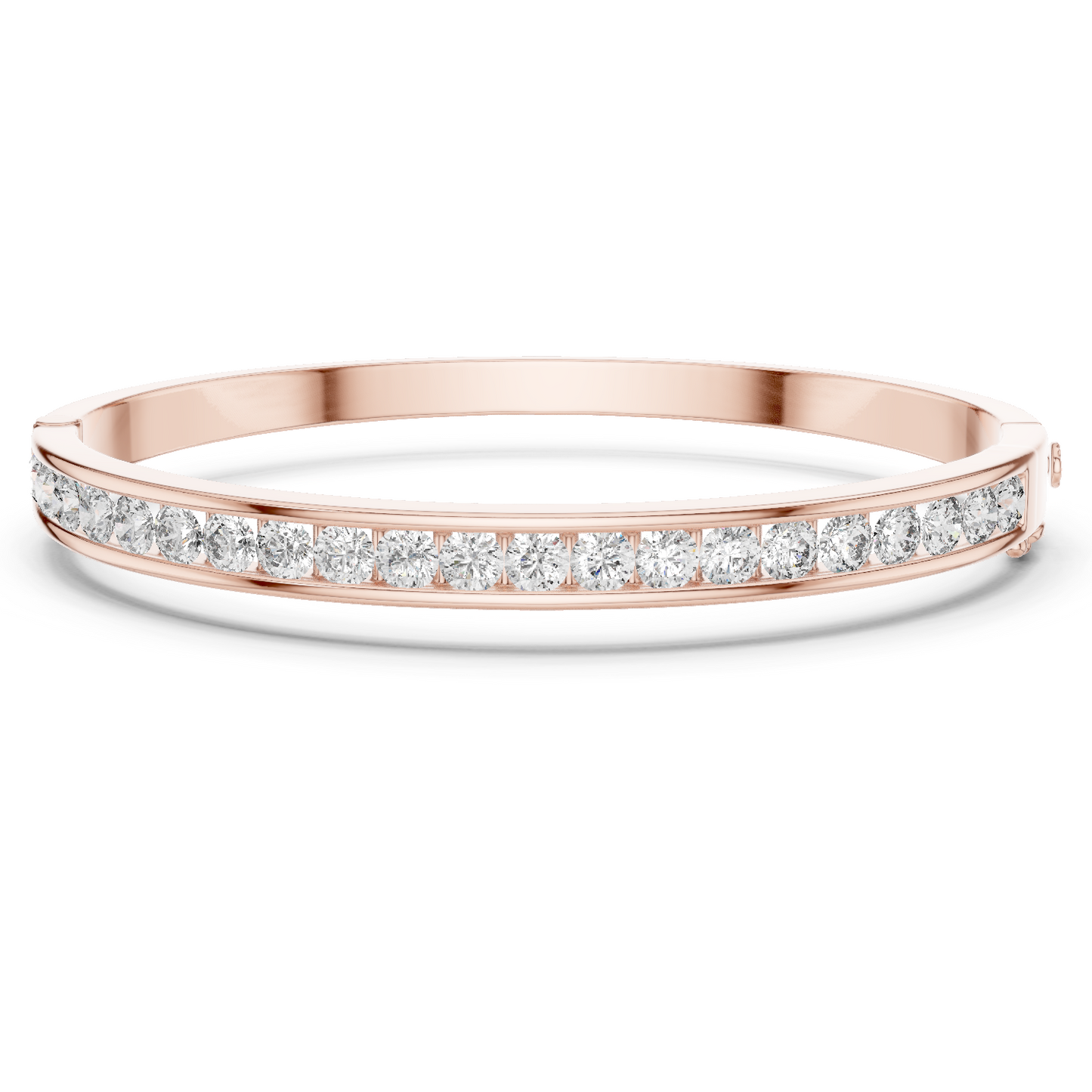 3.47CTW Round Diamond Channel Hinged Bangle - Yellow Gold