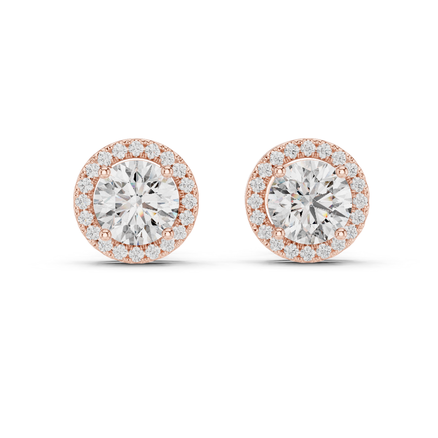 2.9ctw Round Diamond Classic Halo Stud Earrings - Yellow Gold