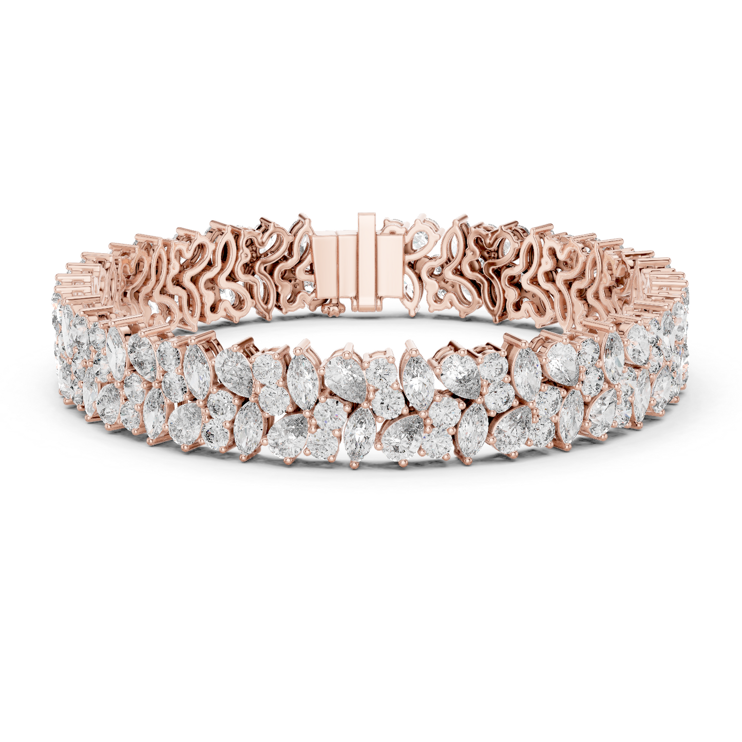 The Botanical Brilliance: Yellow Gold Multi-Shape Diamond "Wildflower" Bracelet
