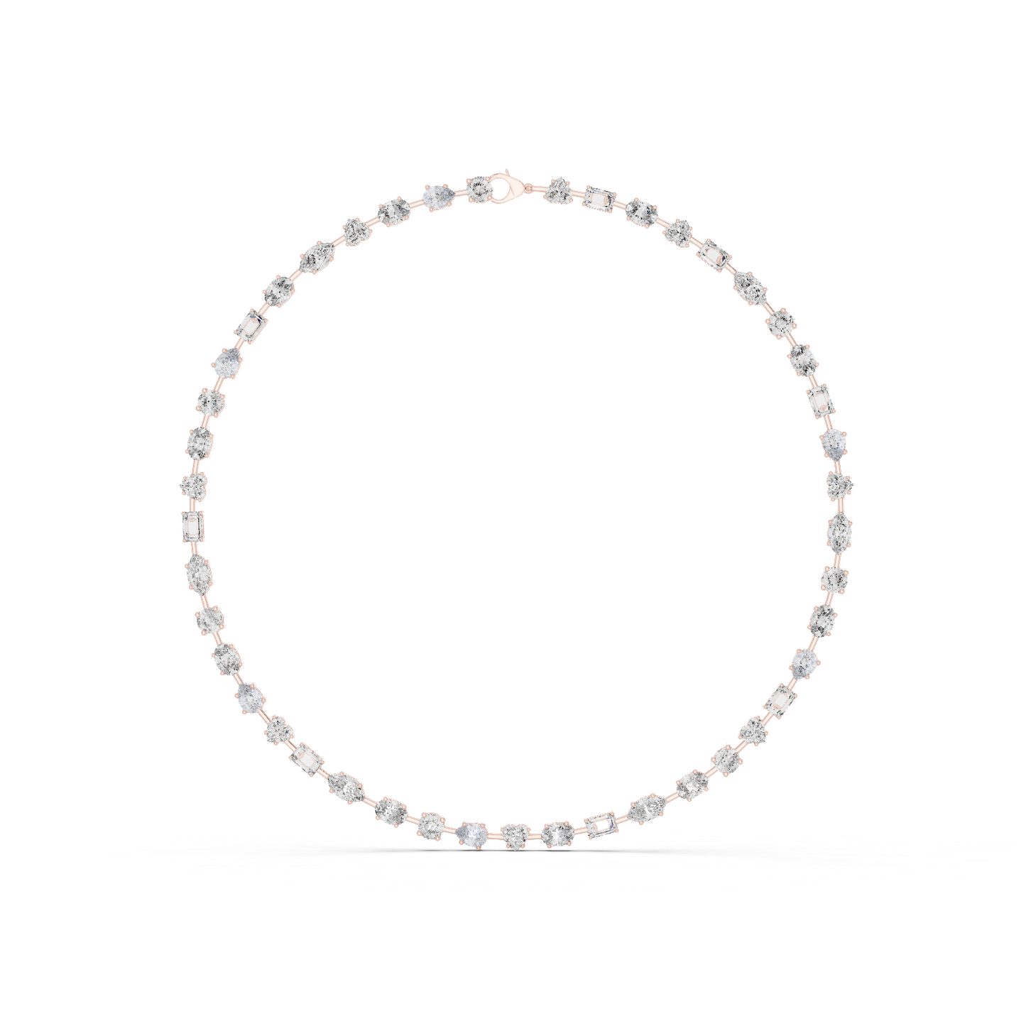 21.49ctw Solid Gold Multi-Cut Diamond Mixed Shape Tennis Choker Necklace