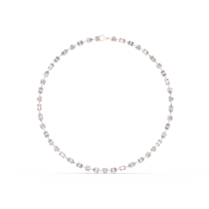 21.49ctw Solid Gold Multi-Cut Diamond Mixed Shape Tennis Choker Necklace