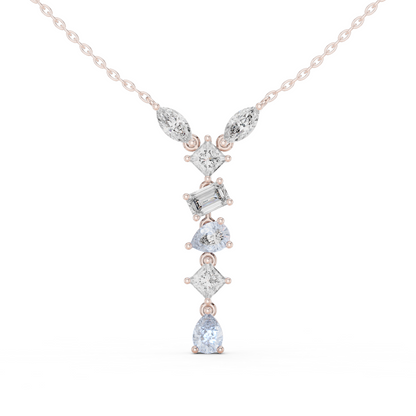 3.5CTW Multi-Shape Diamond Drop Y-Pendent in Yellow Gold