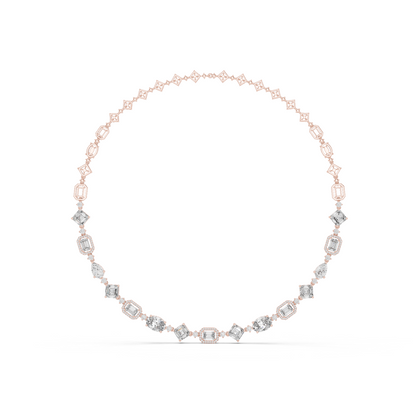 18.78ctw Solid Gold Multi-Cut Mixed Shape Diamond Tennis Collar Necklace