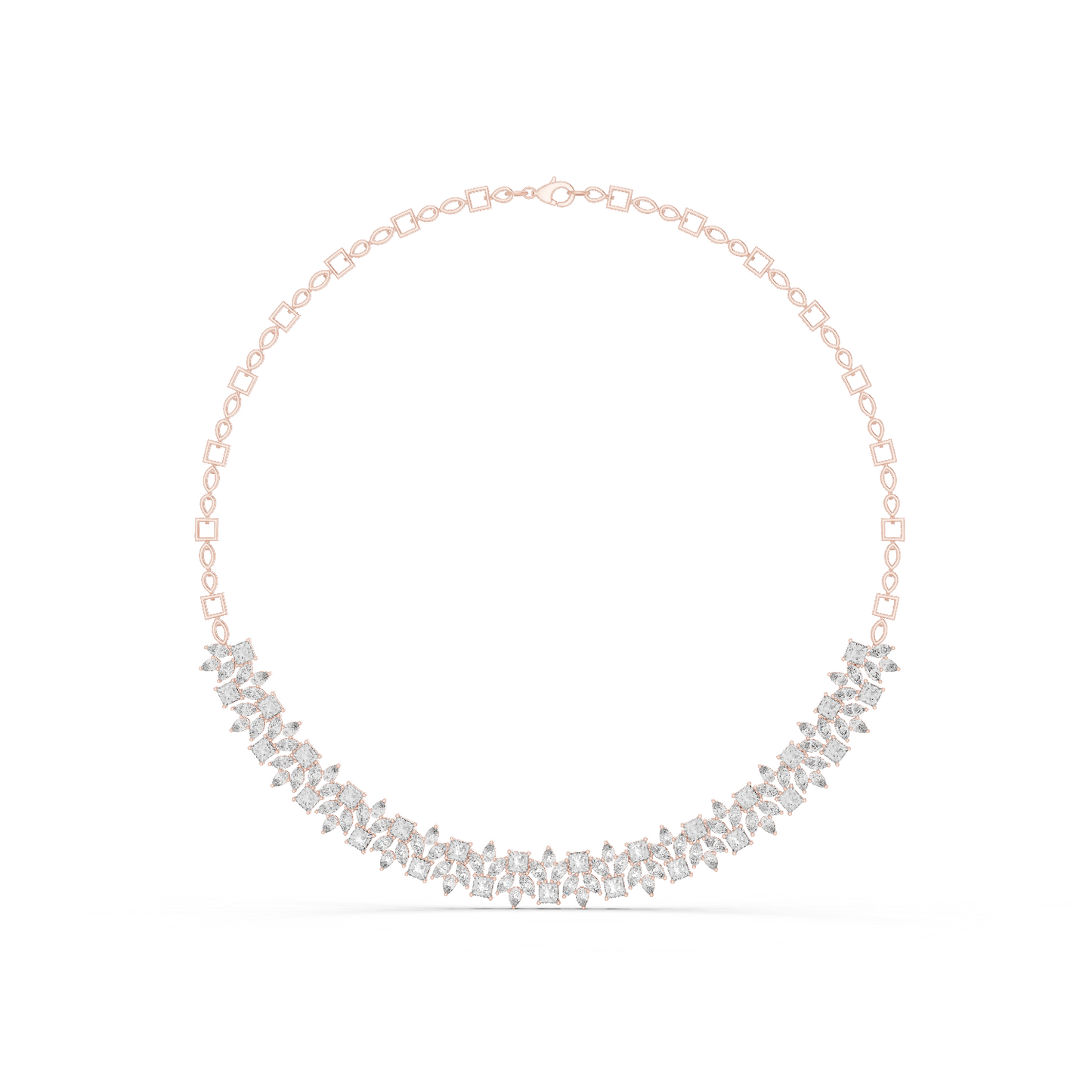 23.22ctw Solid Gold Multi-Cut Princess & Marquise Diamond Cluster Choker