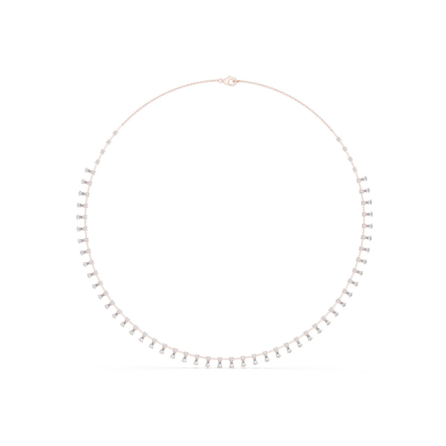 6.35ctw Yellow Gold Pear Cut Diamond Fringe Drop Choker Necklace