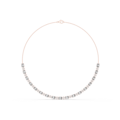 192.7ctw Oval Cut Aquamarine & Diamond Cluster Tennis Necklace in Yellow Gold