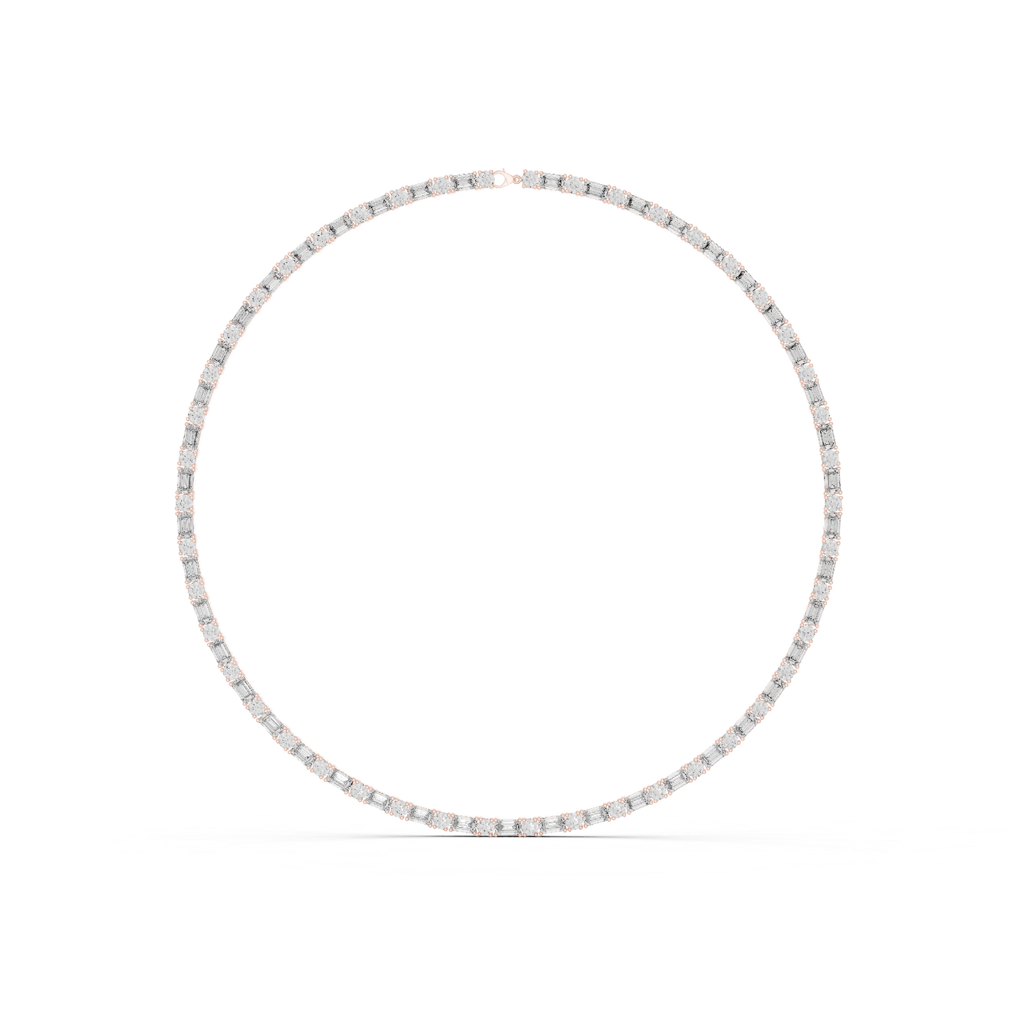 18.45ctw Solid Gold Emerald & Round Diamond Alternating Tennis Choker