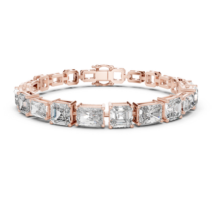13.44CTW Emerald & Radiant Cut Alternating Tennis Bracelet - Yellow Gold