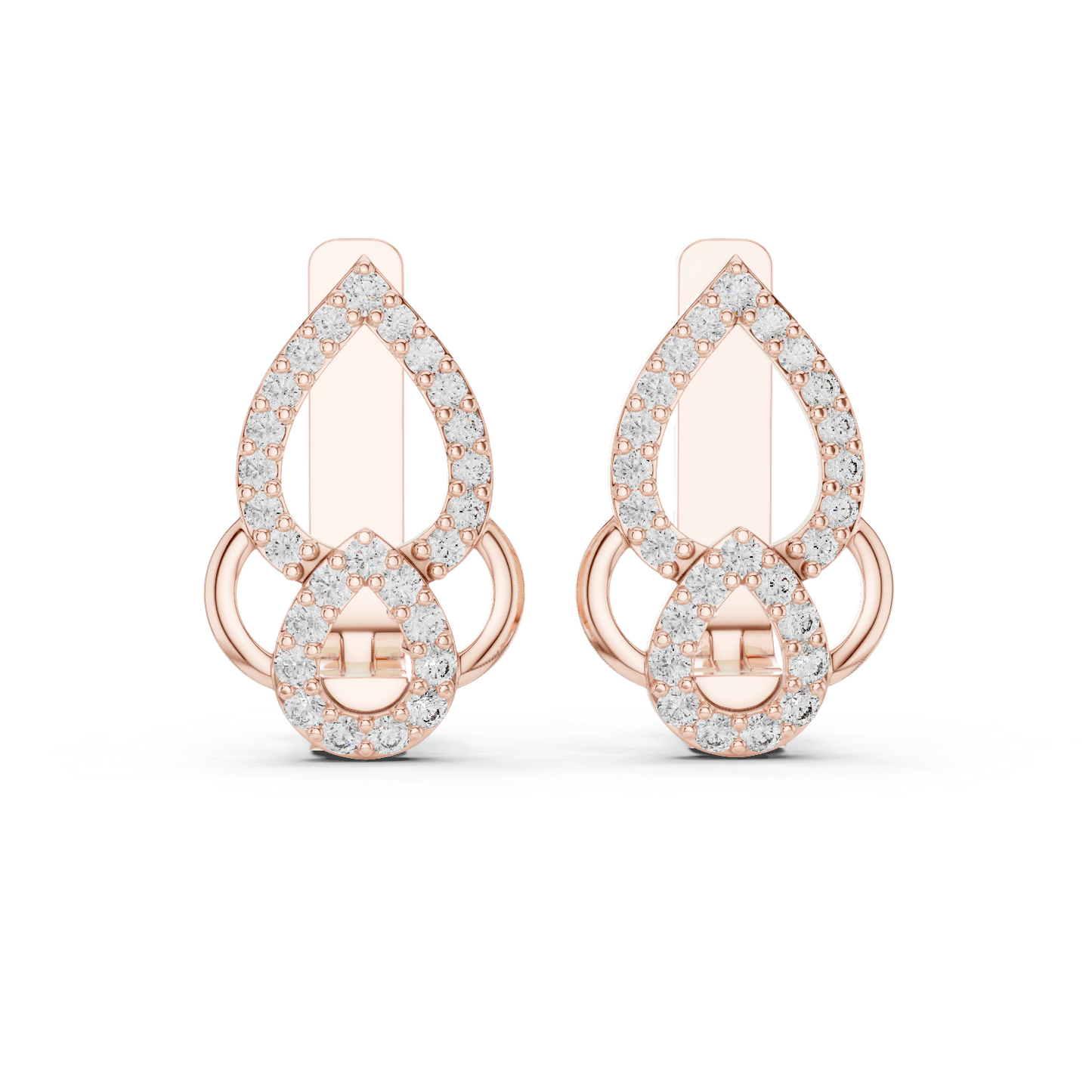 0.36CTW Open Teardrop Vintage Diamond Hoop Earrings in Yellow Gold