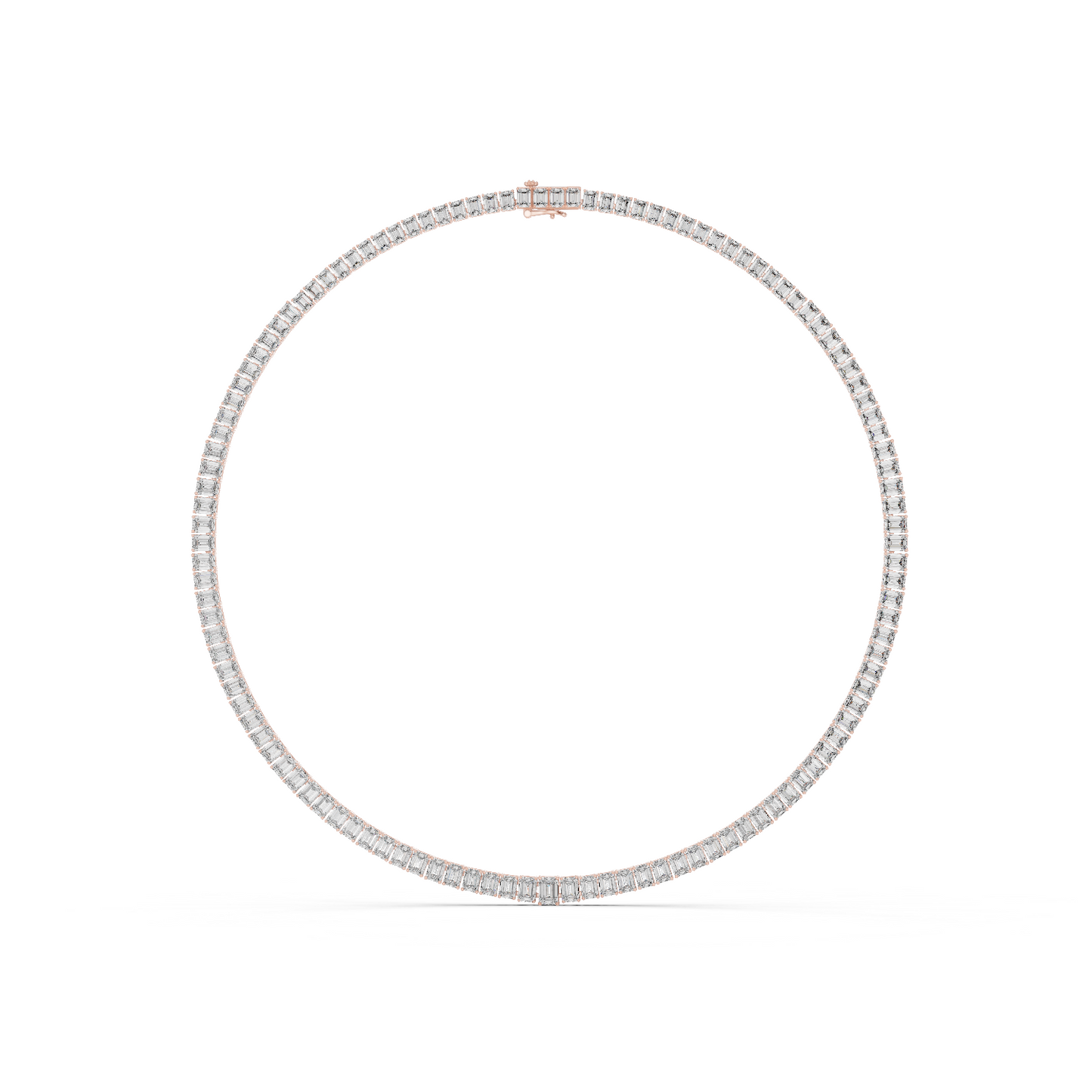 24.06ctw Yellow Gold Graduated Emerald Cut Diamond Tennis Necklace