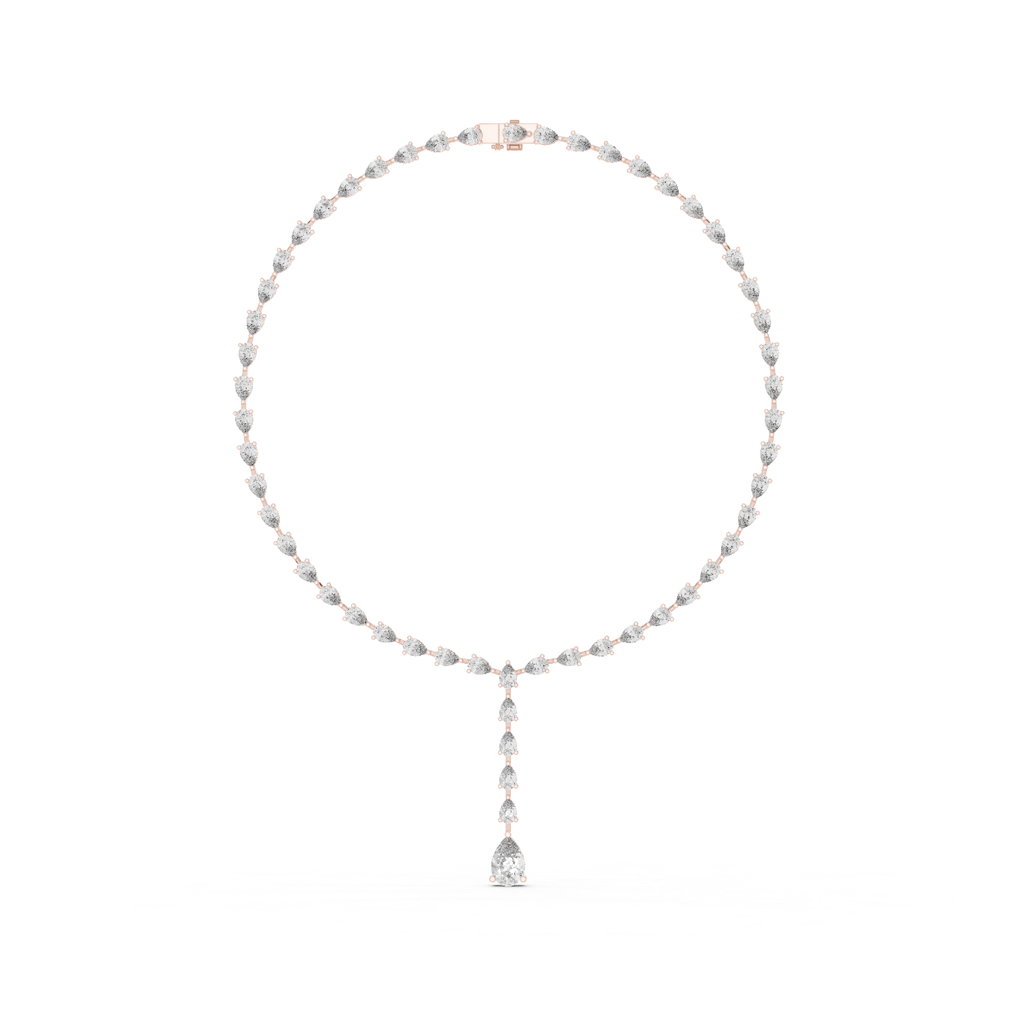 22.98ctw Solid Gold Pear Cut Diamond Tennis Y-Necklace Lariat Choker