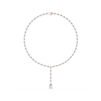 22.98ctw Solid Gold Pear Cut Diamond Tennis Y-Necklace Lariat Choker