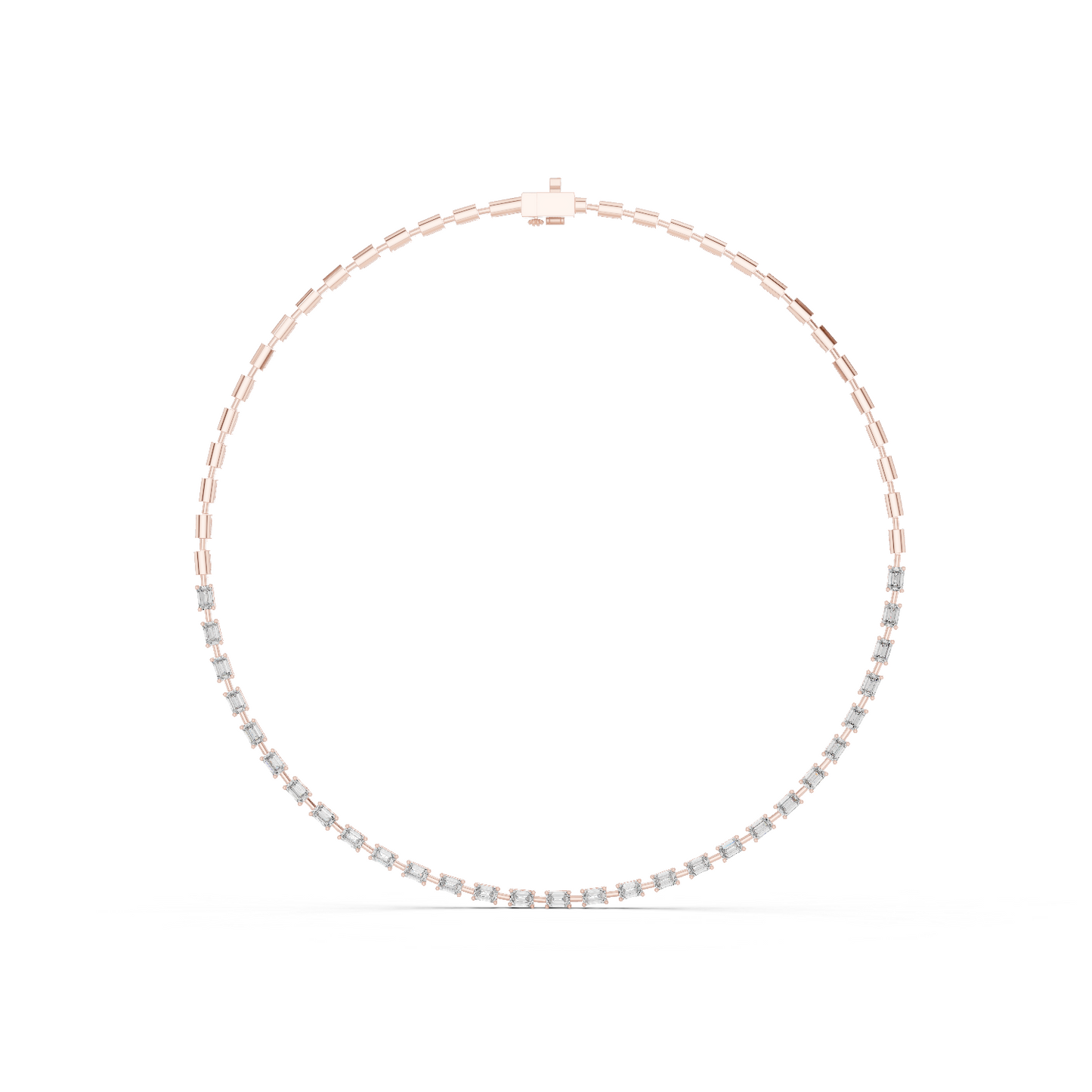 Yellow Gold Emerald Cut Diamond Tennis Choker Necklace 3.35ctw