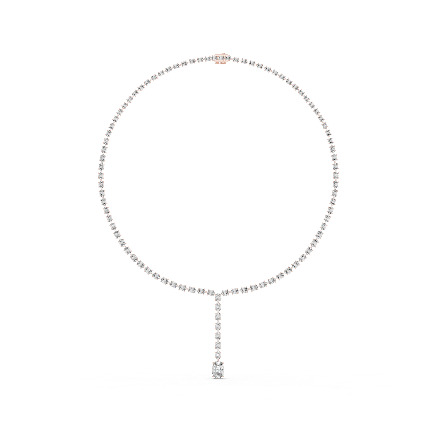 Luminous Grace: Oval-Cut Diamond Lariat Tennis Necklace in Gold