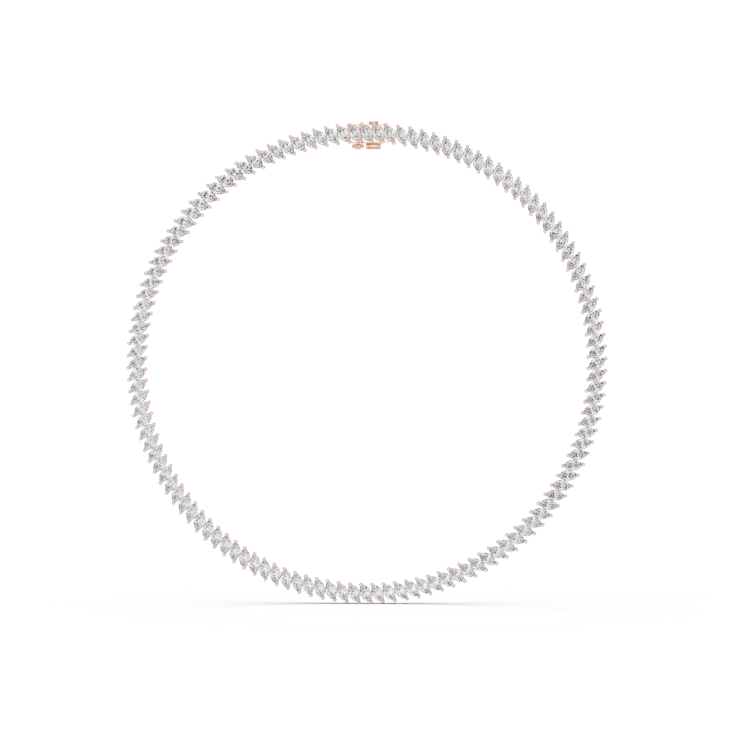 18.6ctw Solid Gold Marquise Diamond Tennis Choker Eternity Necklace