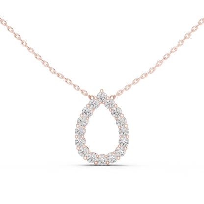 1.04ctw Solid Gold Open Teardrop Pear Halo Diamond Pendant