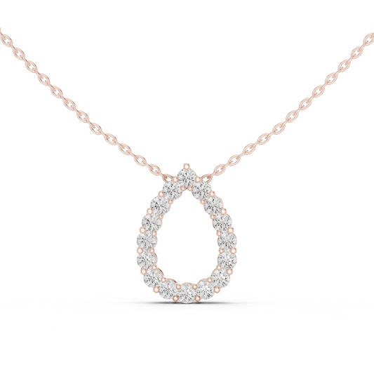 1.04ctw Solid Gold Open Teardrop Pear Halo Diamond Pendant