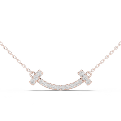 Sparkling Diamond Curved Smile Pendant in Yellow Gold- 0.38CTW Pavé-Set