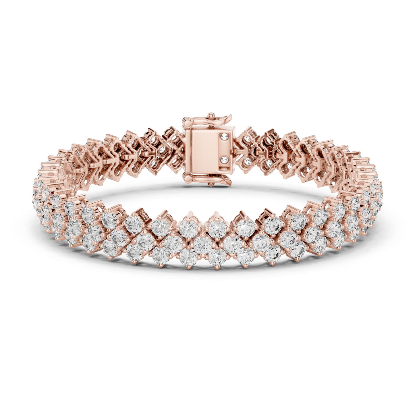 Grand Radiance: Yellow Gold Double-Row Diamond Chevron Bracelet