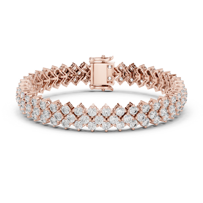 Grand Radiance: Yellow Gold Double-Row Diamond Chevron Bracelet