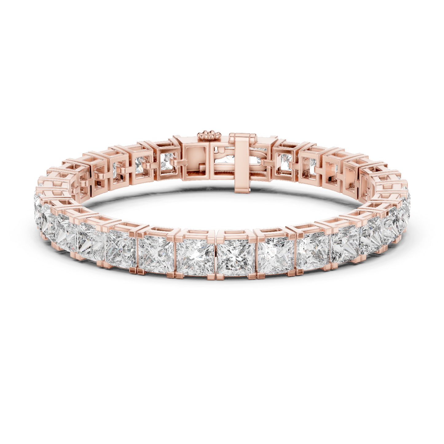 24.28CTW Princess Cut Diamond Box Link Bracelet in Yellow Gold
