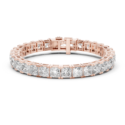 24.28CTW Princess Cut Diamond Box Link Bracelet in Yellow Gold