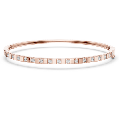 0.51CTW Yellow Gold Diamond Bar Bangle Bracelet | Stackable Diamond Station Luxury